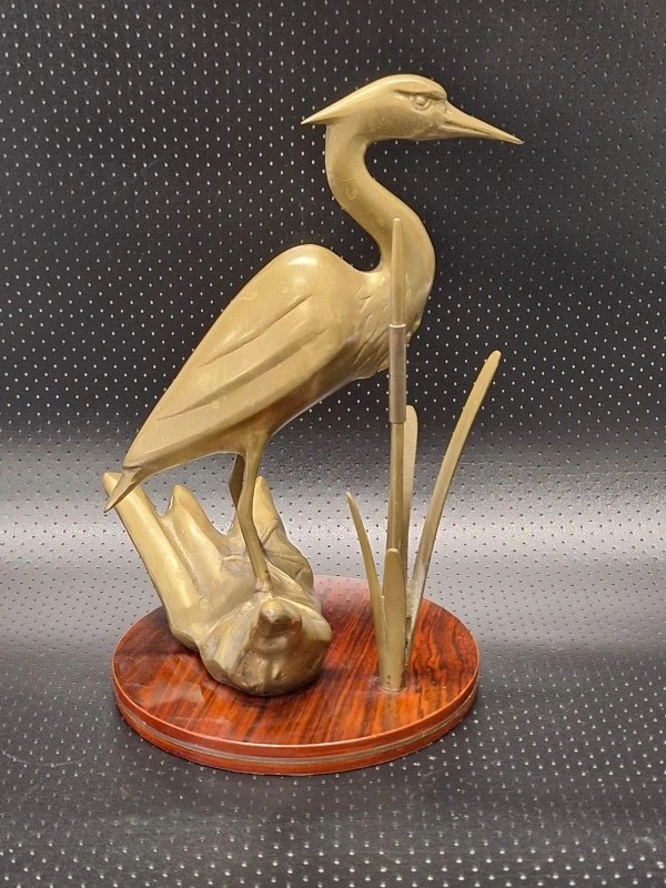 Messing beeld van een reiger in Hollywood Regency-stijl - foto 7