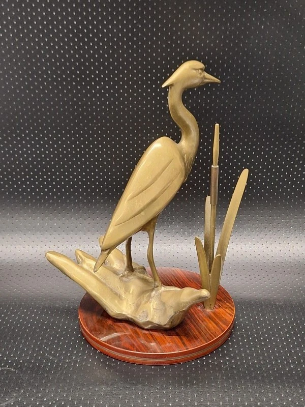 Messing beeld van een reiger in Hollywood Regency-stijl - foto 2