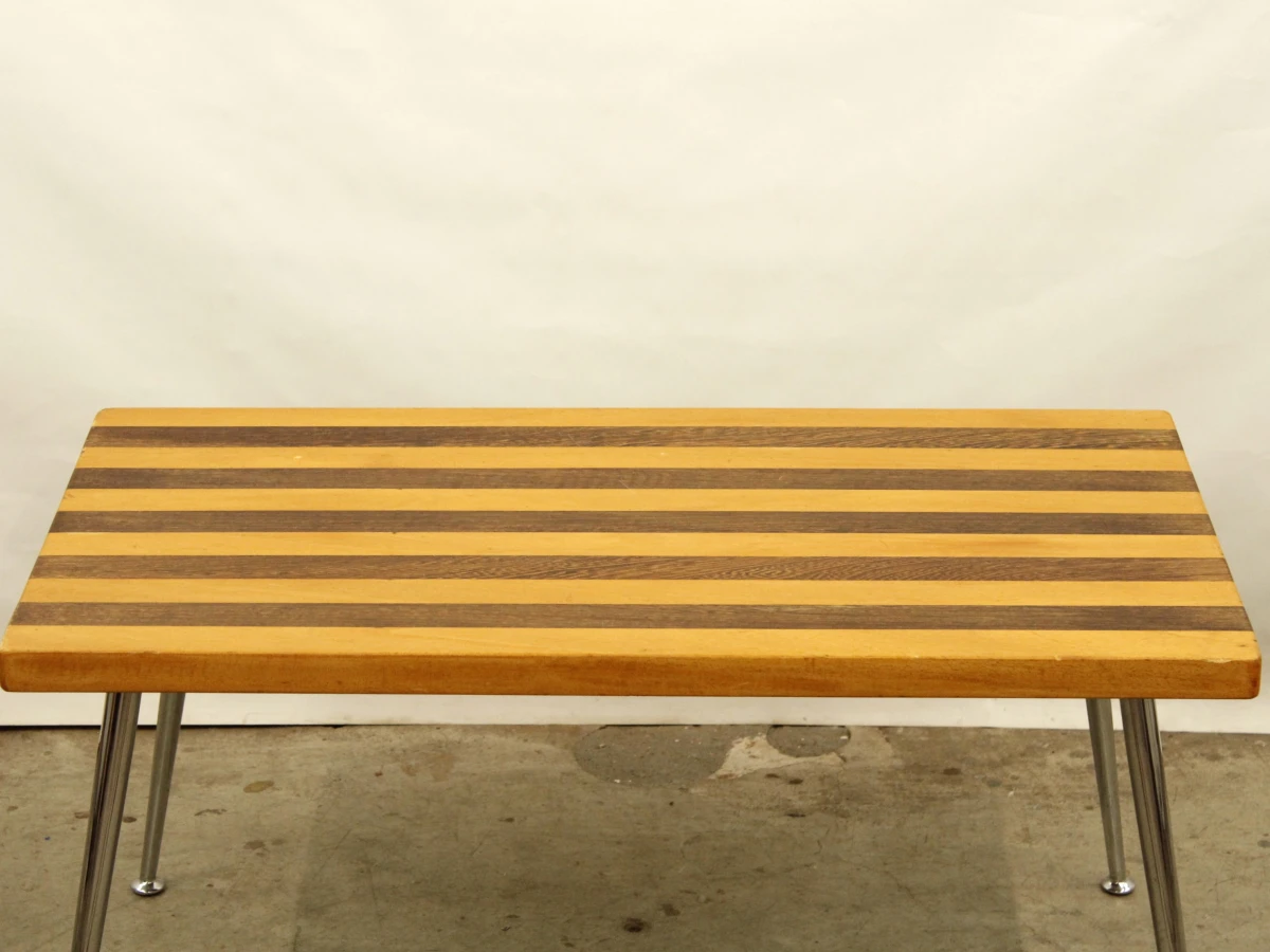 Houten en chroom salontafel - jaren 50/60