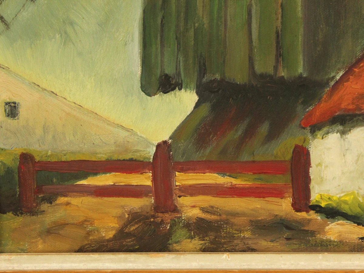 Plattelandsdorpje met molen Acryl op canvas gesigneerd J. De Mey