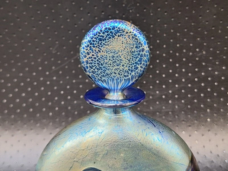 Zeldzame Isle of Wight Studio Glass “Azurene” set - parfumfles & pebble presse-papier - Michael Harris - foto 4