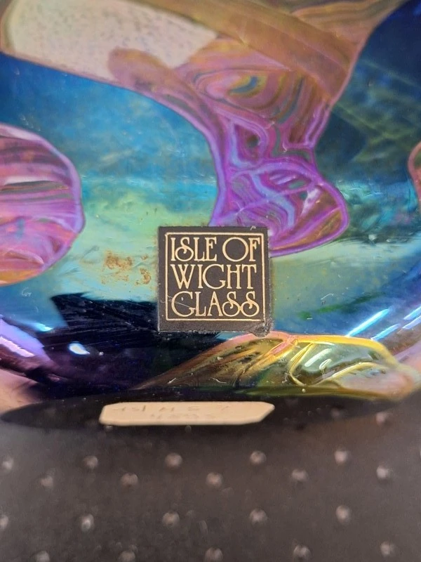 Zeldzame Isle of Wight Studio Glass “Azurene” set - parfumfles & pebble presse-papier - Michael Harris - foto 12