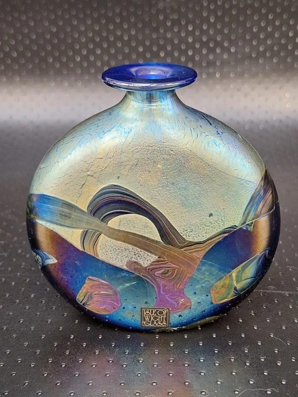 Zeldzame Isle of Wight Studio Glass “Azurene” set - parfumfles & pebble presse-papier - Michael Harris - foto 10