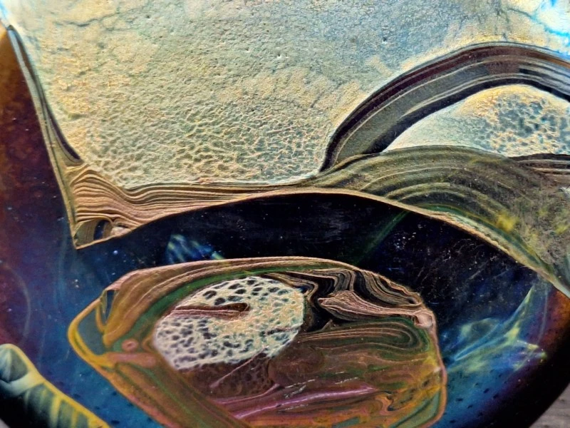 Zeldzame Isle of Wight Studio Glass “Azurene” set - parfumfles & pebble presse-papier - Michael Harris - foto 8