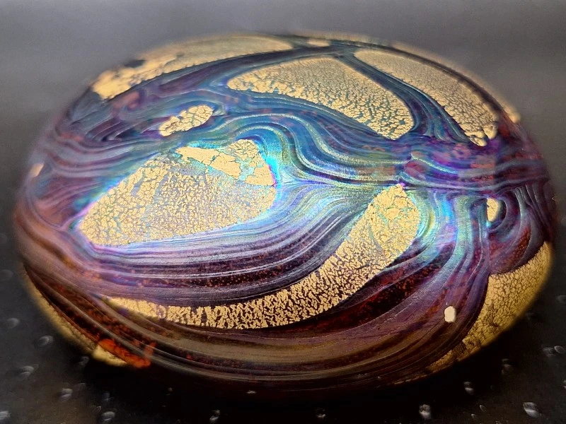 Zeldzame Isle of Wight Studio Glass “Azurene” set - parfumfles & pebble presse-papier - Michael Harris - foto 15