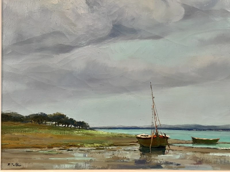 Schilderij "Kustsereniteit" een kust landschap - P. Tellier - foto 5