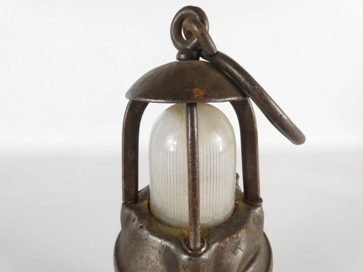Vintage mijnwerkerslamp / carbidelamp – industrieel verzamelobject