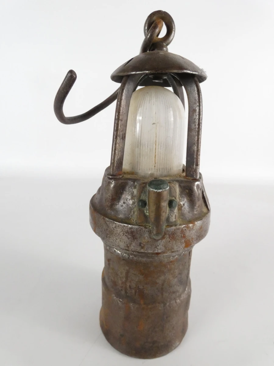 Vintage mijnwerkerslamp / carbidelamp – industrieel verzamelobject