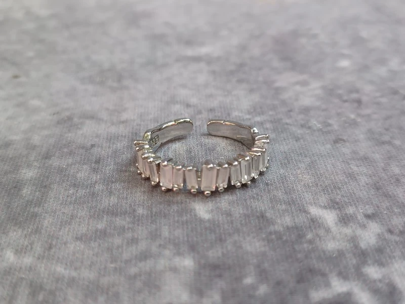 Zilveren Verstelbare ring met Baguette-geslepen Zirkonia - foto 2
