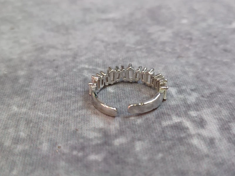 Zilveren Verstelbare ring met Baguette-geslepen Zirkonia - foto 4