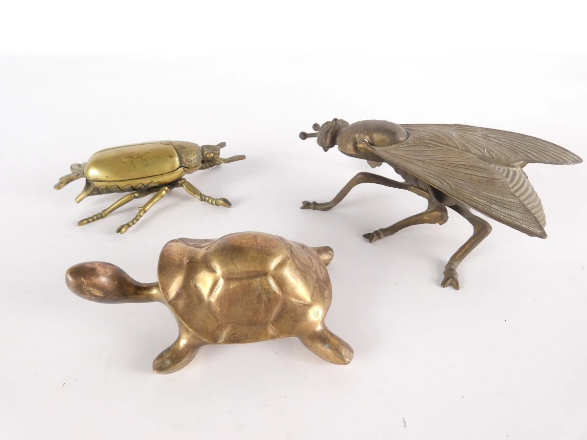 Set van 3 messing dierfiguren