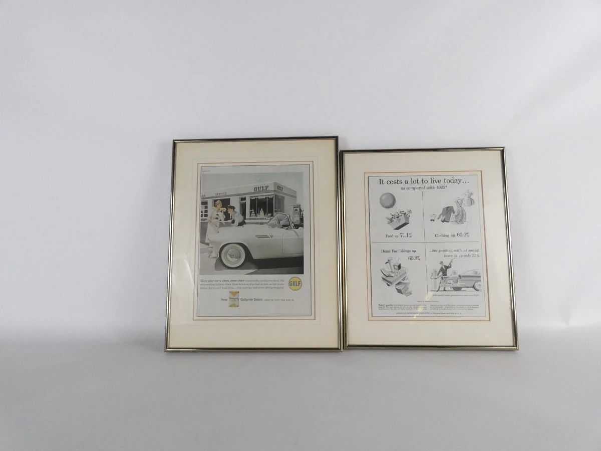 2 vintage ingelijste advertenties