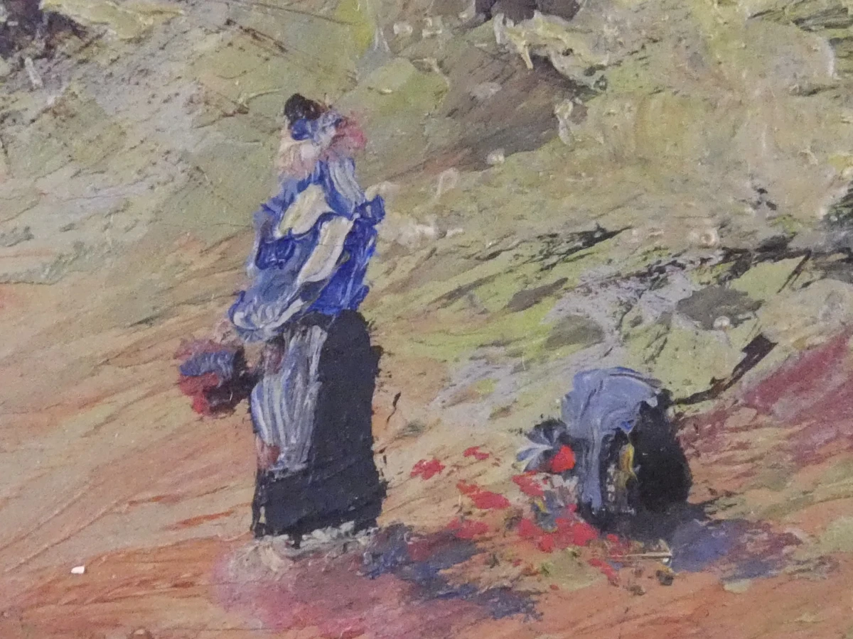 Set van 2 olieverfschilderijen met boslandschap in sierlijke lijsten