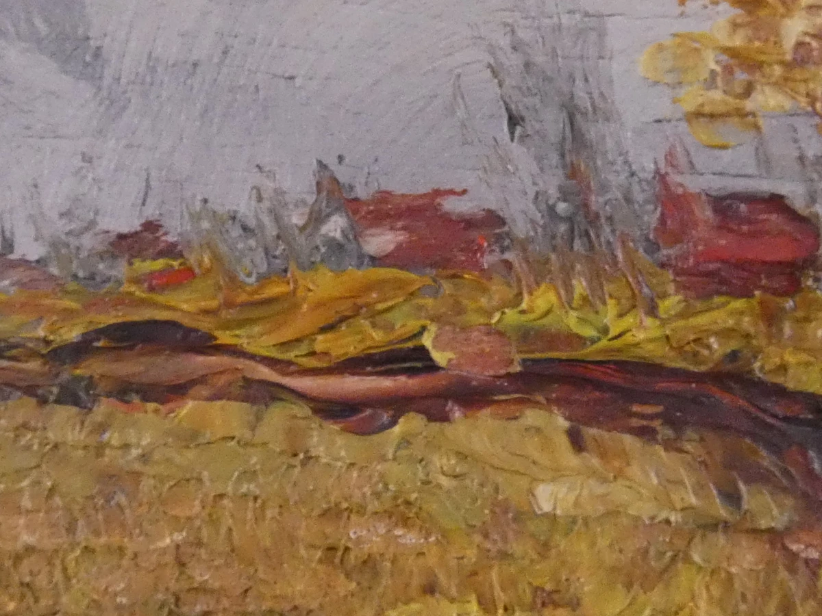 Set van 2 olieverfschilderijen met boslandschap in sierlijke lijsten