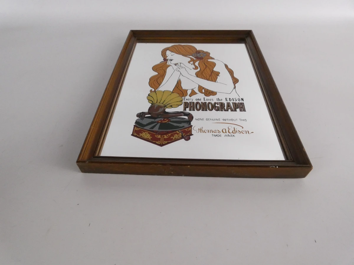 Decoratieve spiegel met Edison Phonograph-motief