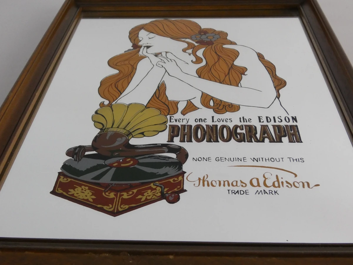 Decoratieve spiegel met Edison Phonograph-motief