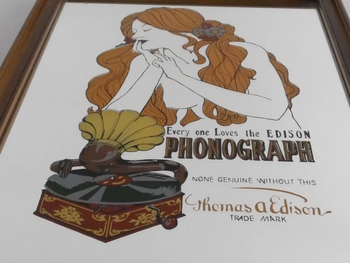 Decoratieve spiegel met Edison Phonograph-motief