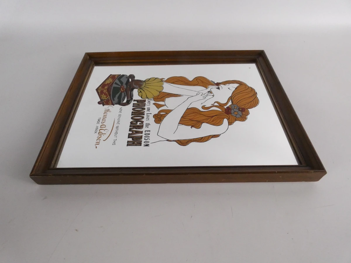Decoratieve spiegel met Edison Phonograph-motief
