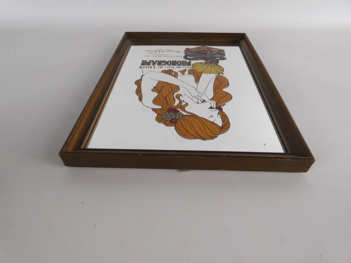 Decoratieve spiegel met Edison Phonograph-motief