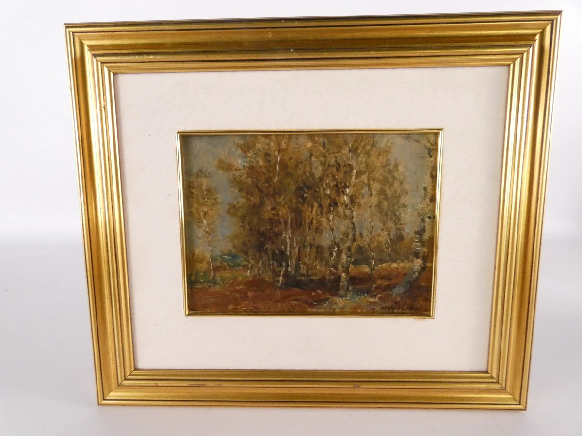 Set van 2 ingelijste olieverfschilderijen met landschappen