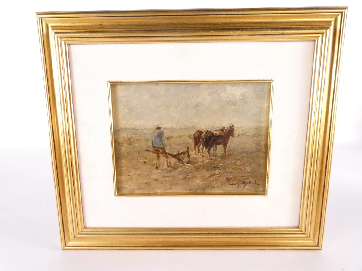 Set van 2 ingelijste olieverfschilderijen met landschappen