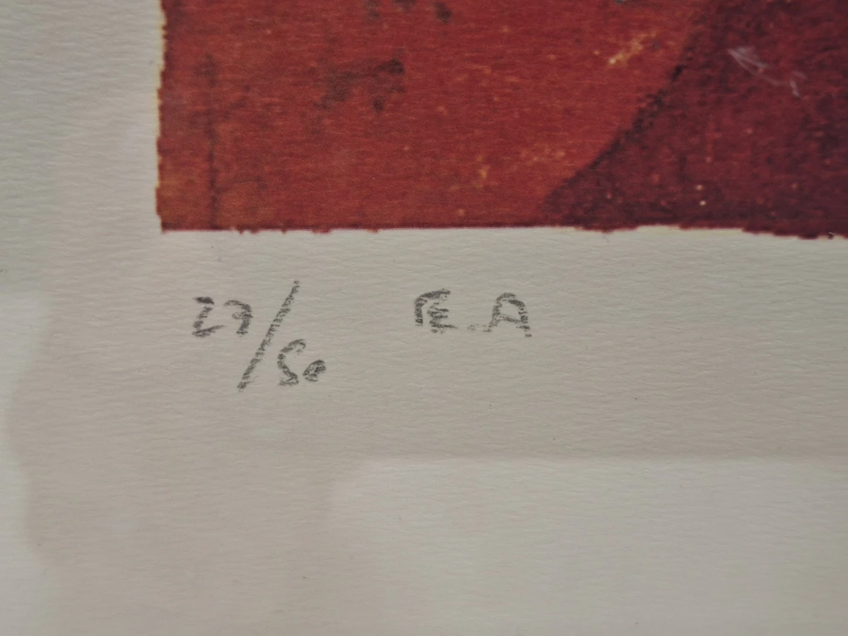 gesigneerde kleurenlithografie met figuren onder bogen - 27/50 E.A. - Örjan Wikström (1948) - foto 5