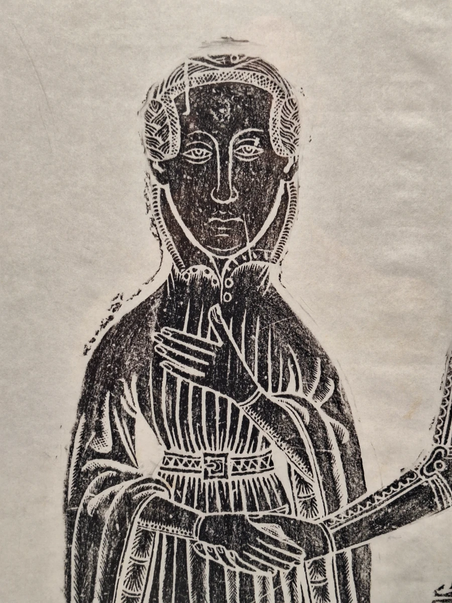 Middeleeuwse brass rubbing - Robert de Freville en Claricia, ca. 1400 - foto 4