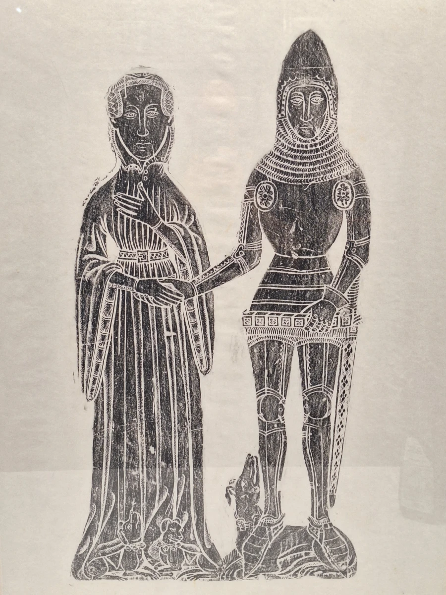 Middeleeuwse brass rubbing - Robert de Freville en Claricia, ca. 1400 - foto 2