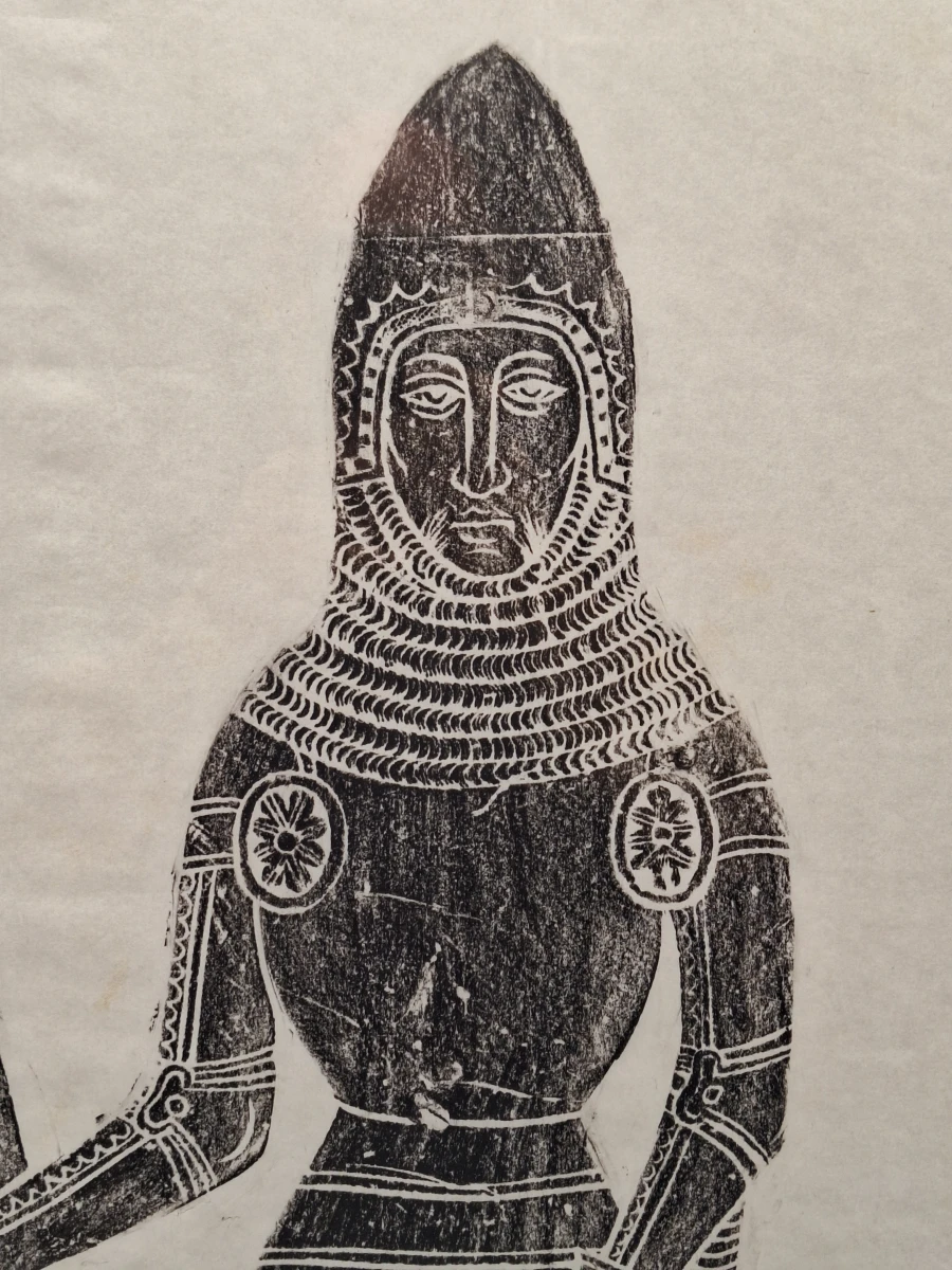 Middeleeuwse brass rubbing - Robert de Freville en Claricia, ca. 1400 - foto 3