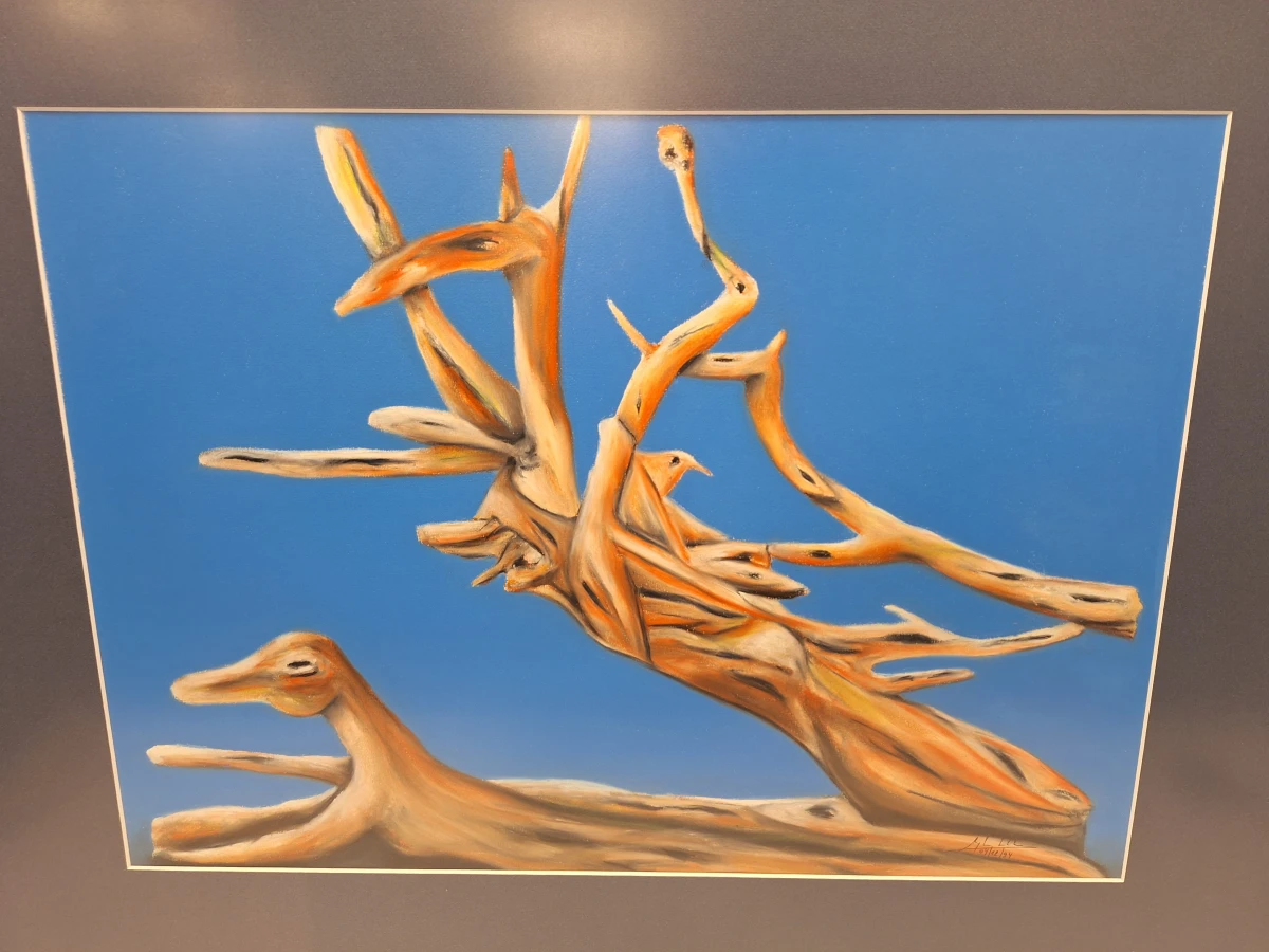 gesigneerde pastel met organisch drijfhout - 1994 - Magda Dillen - foto 2