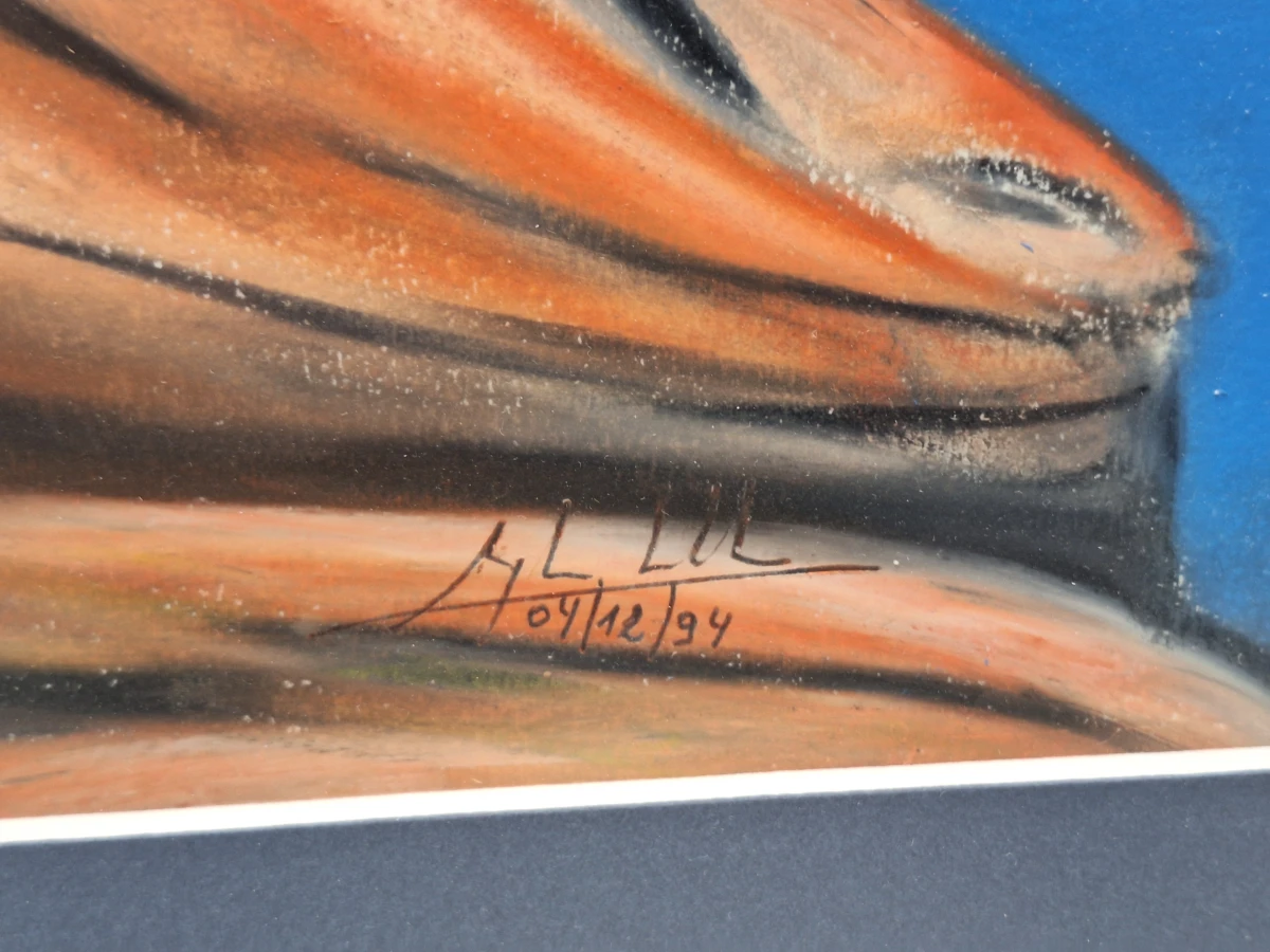 gesigneerde pastel met organisch drijfhout - 1994 - Magda Dillen - foto 5