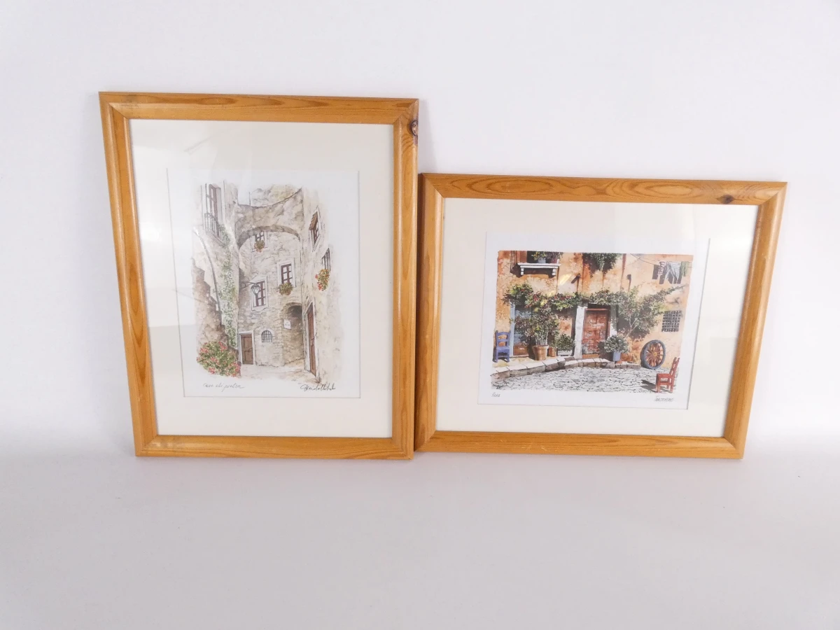 Set van 2 ingelijste prints met Italiaanse straattaferelen