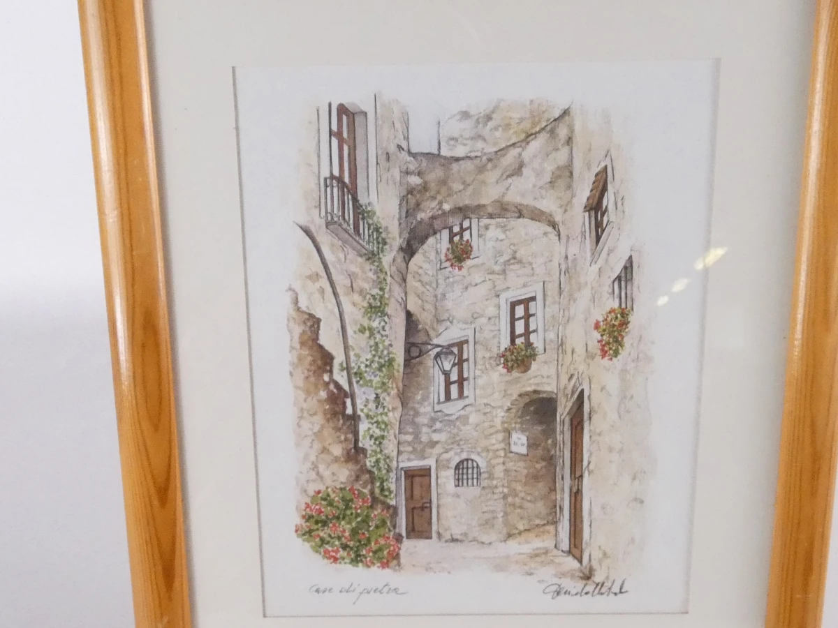Set van 2 ingelijste prints met Italiaanse straattaferelen