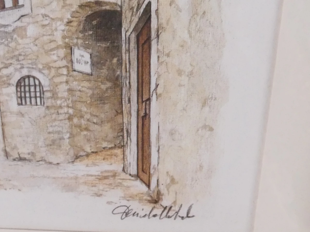 Set van 2 ingelijste prints met Italiaanse straattaferelen