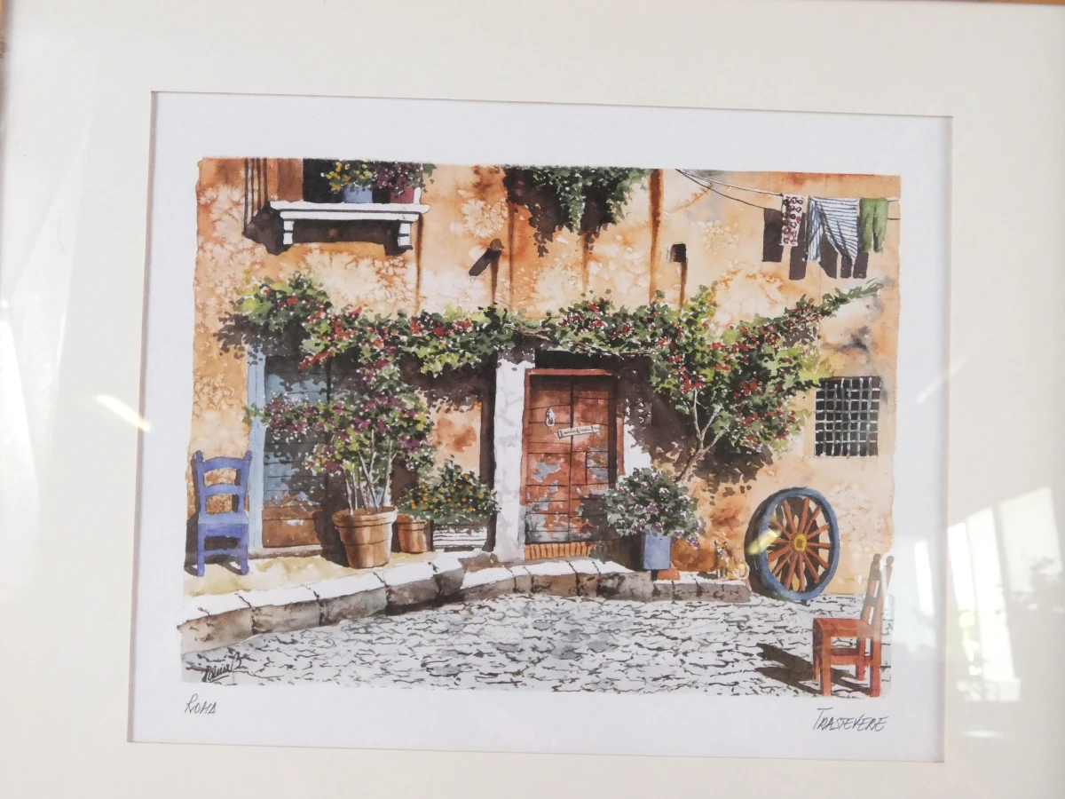 Set van 2 ingelijste prints met Italiaanse straattaferelen