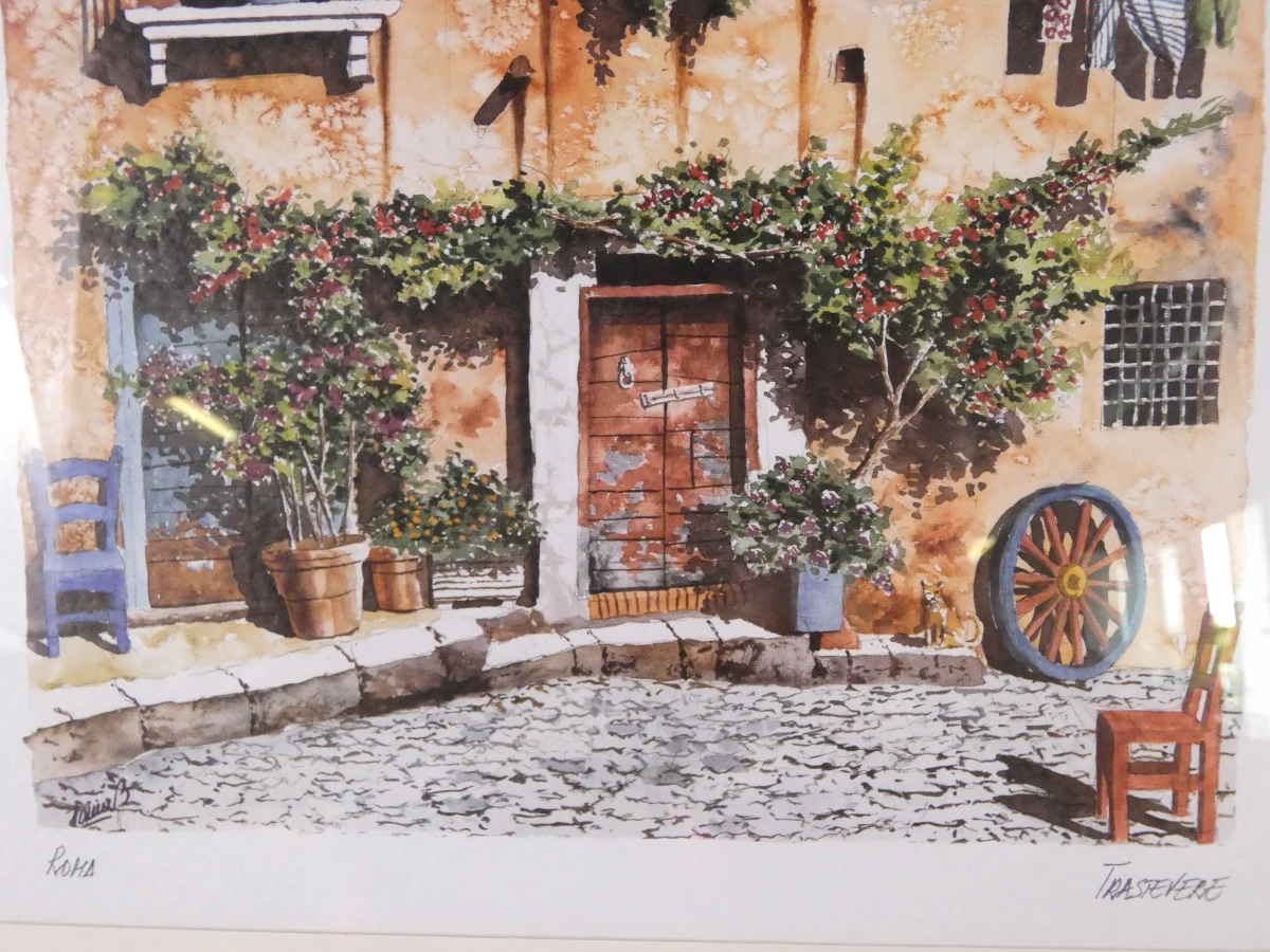 Set van 2 ingelijste prints met Italiaanse straattaferelen