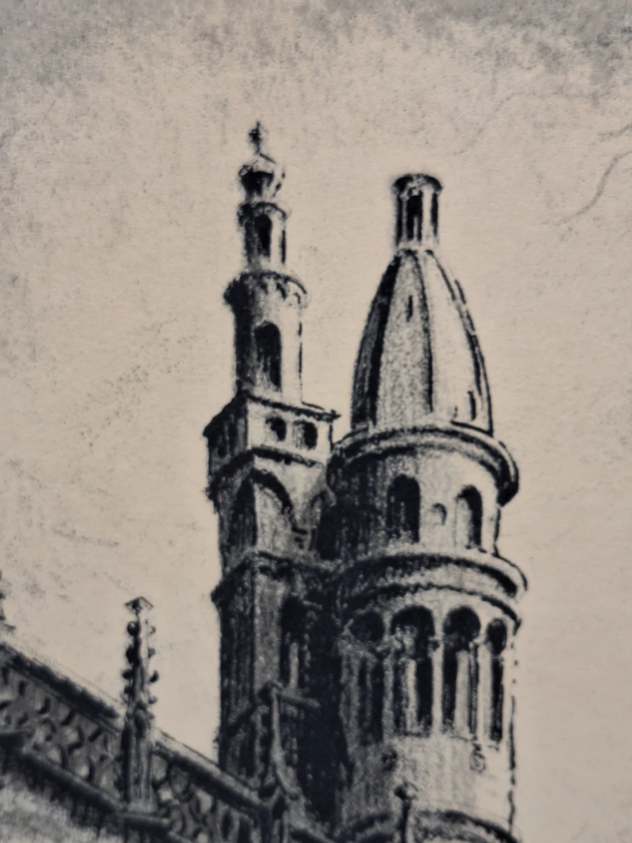 gesigneerde ets van de Heilig-Bloedkapel in Brugge - Albert Goethals (1885–1973) - foto 2