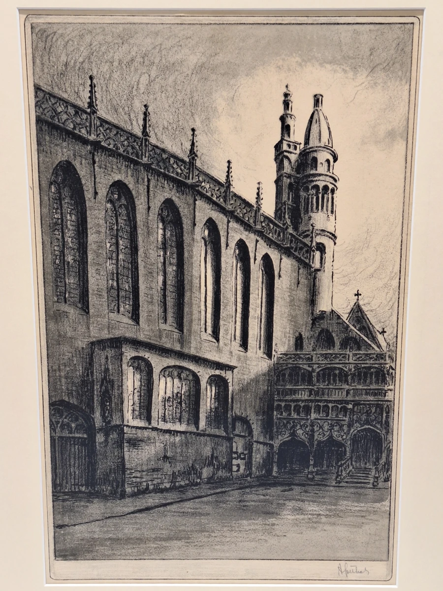 gesigneerde ets van de Heilig-Bloedkapel in Brugge - Albert Goethals (1885–1973) - foto 3