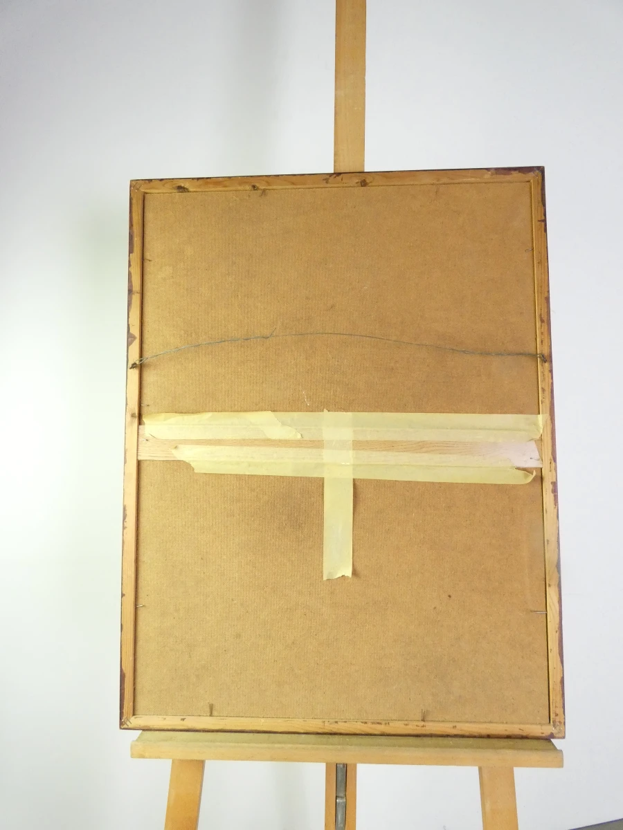 Linosnede van paard en ruiter, gesigneerd Paul Brouwers 1973