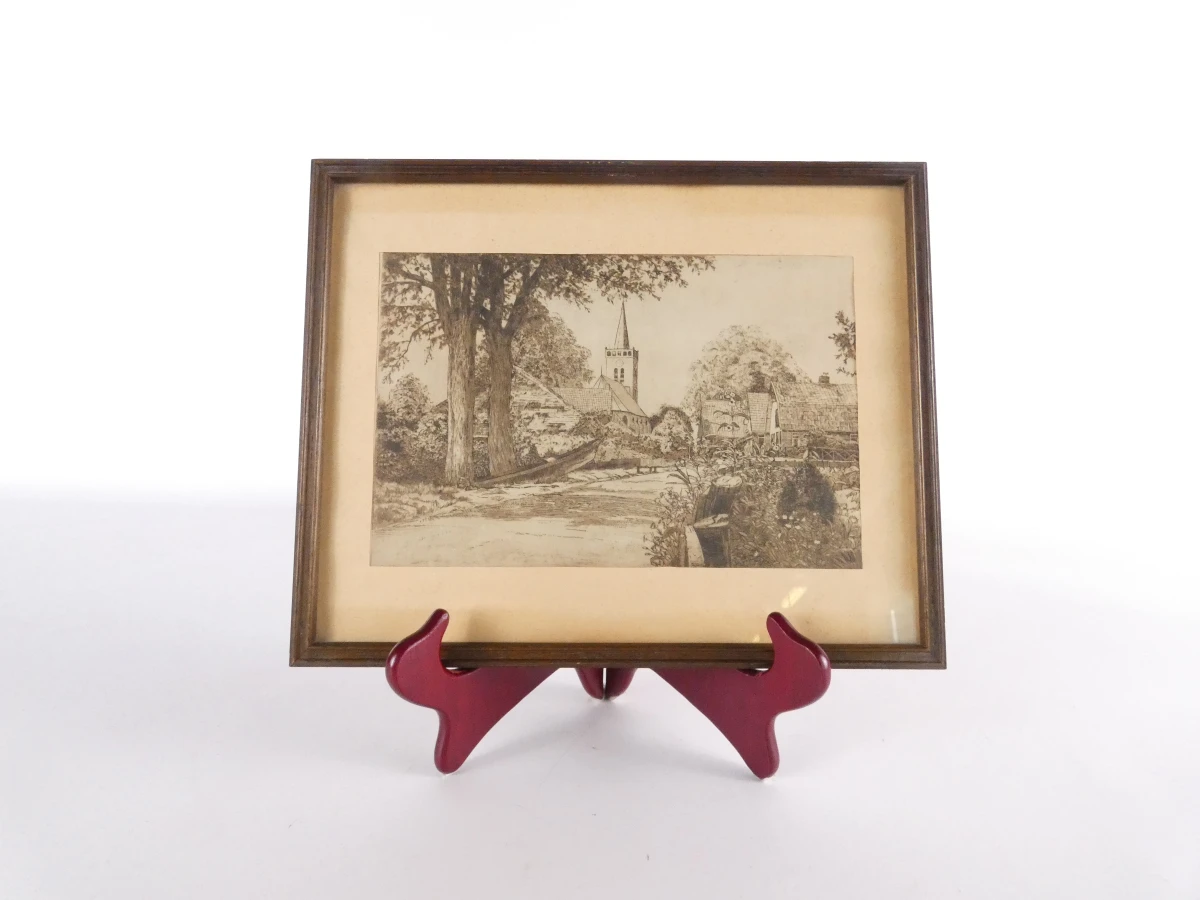 Set van 2 ingelijste vintage landschaps