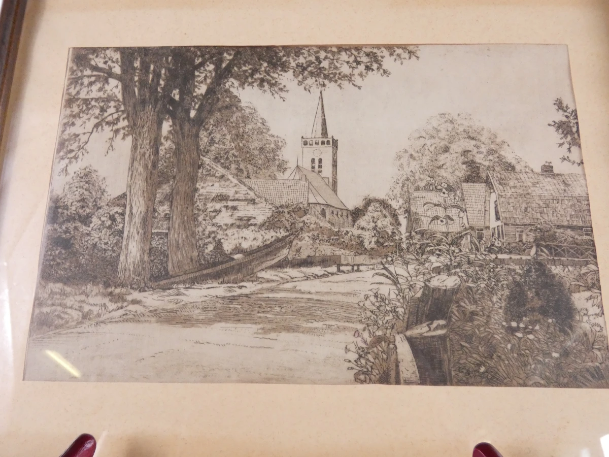 Set van 2 ingelijste vintage landschaps