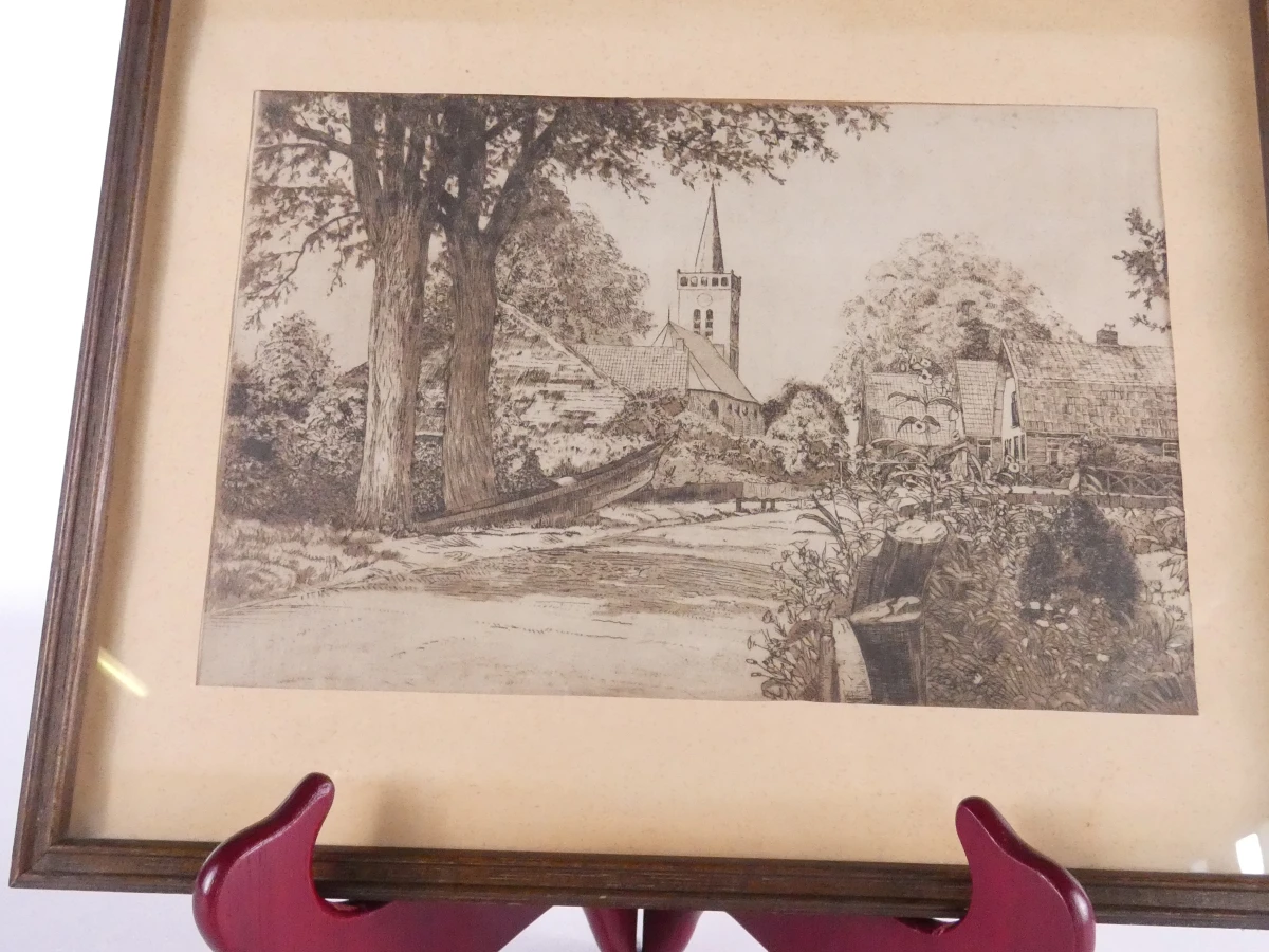 Set van 2 ingelijste vintage landschaps