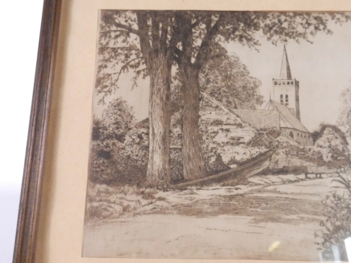 Set van 2 ingelijste vintage landschaps