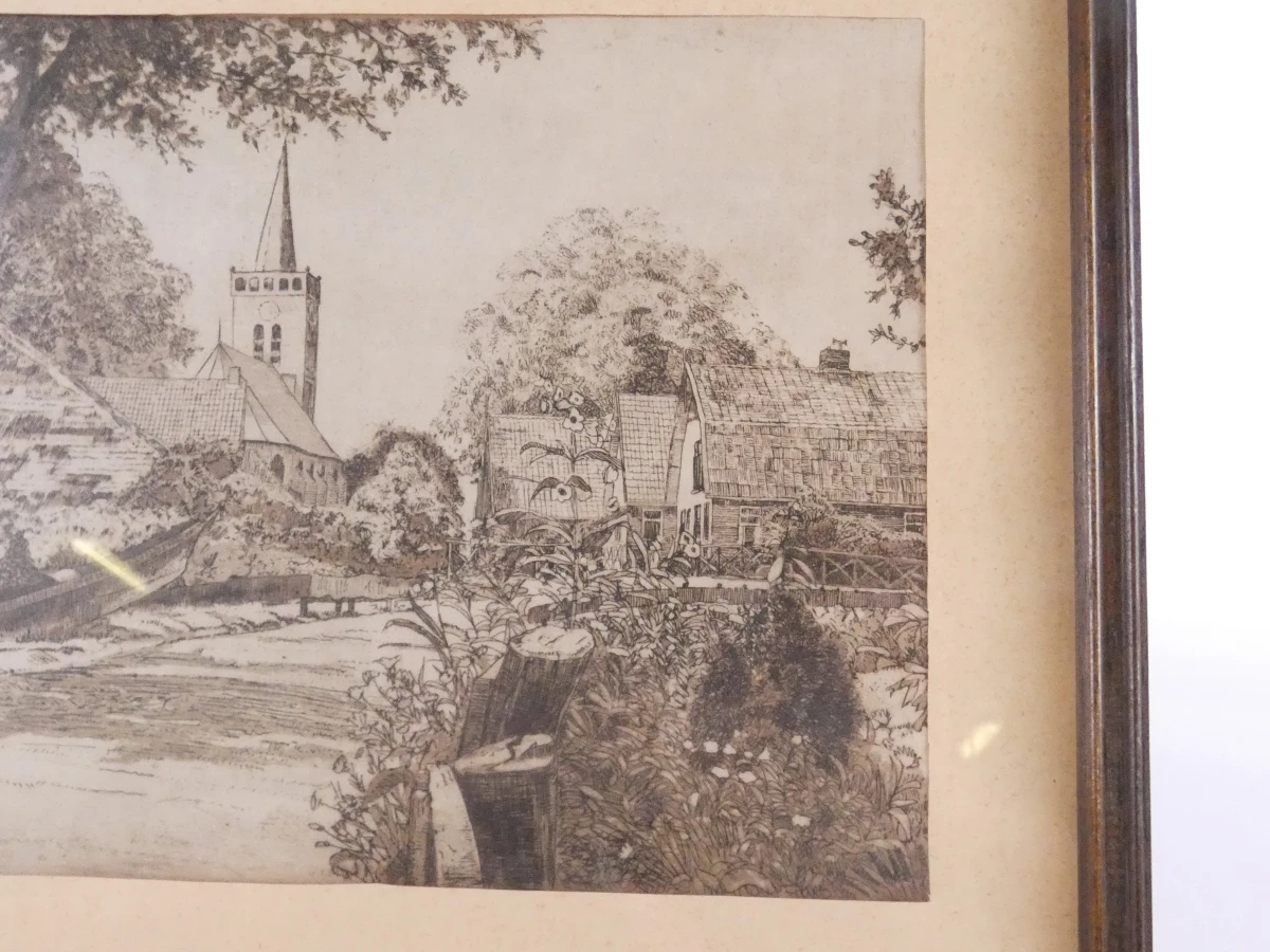 Set van 2 ingelijste vintage landschaps