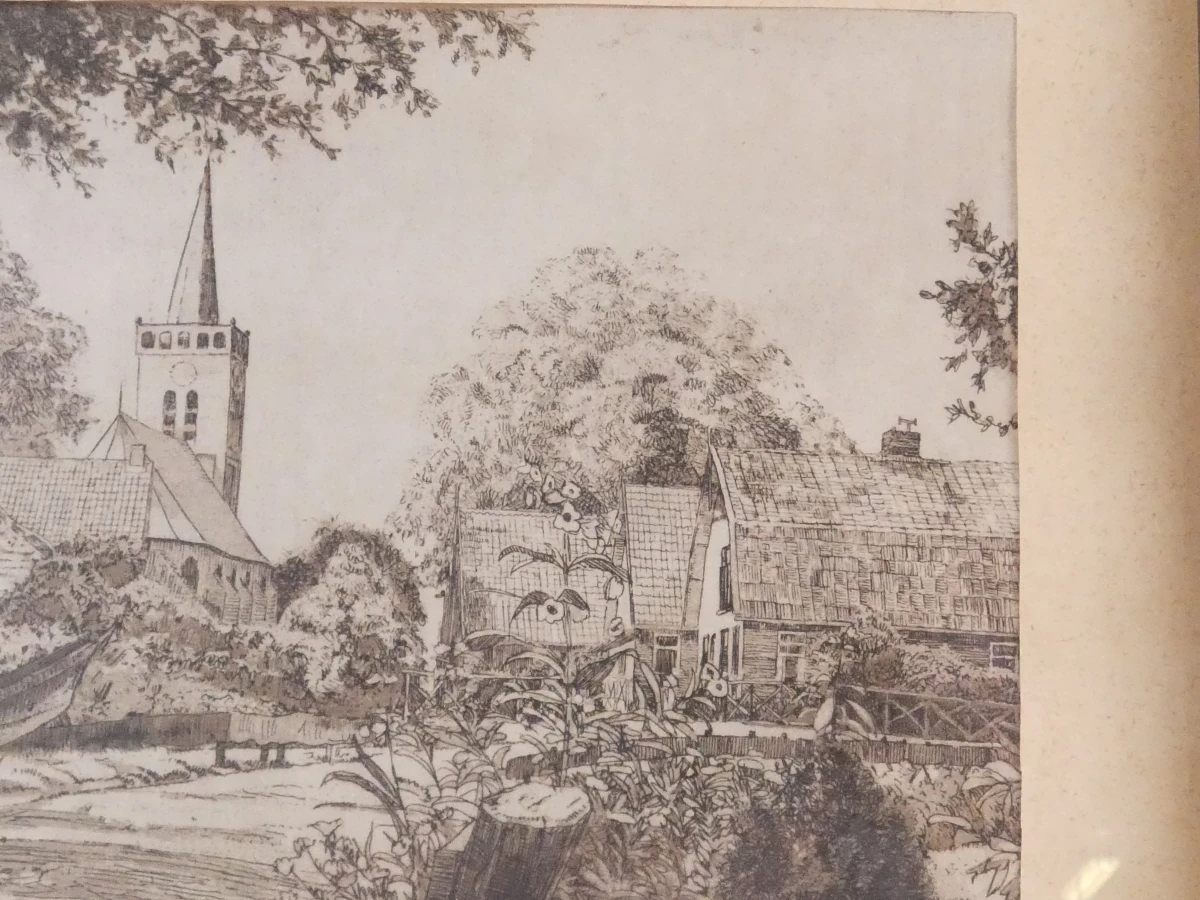 Set van 2 ingelijste vintage landschaps