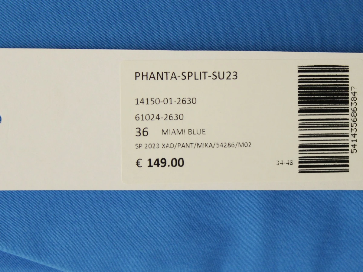Xandres Phanta Split SU 23 katoenen damesbroek in Miami Blue nieuw met label