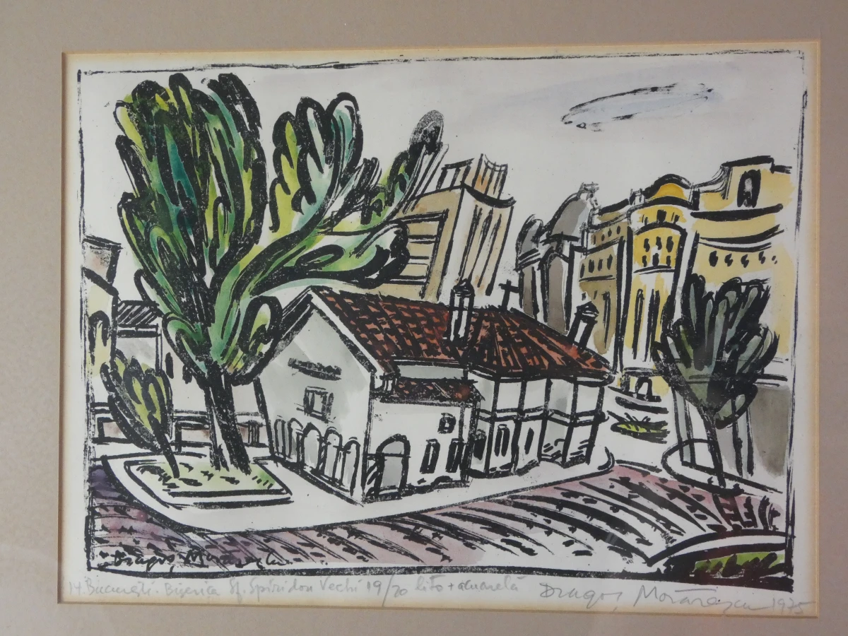 14. Boekarest Biserica Sfântul Spiridon Vechi, lito+aquarela, 19/20