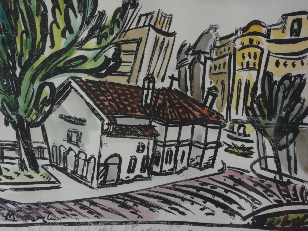 14. Boekarest Biserica Sfântul Spiridon Vechi, lito+aquarela, 19/20