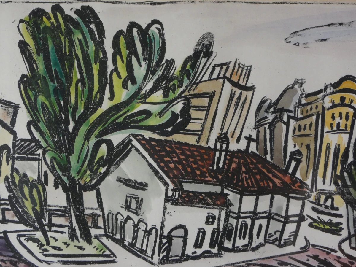 14. Boekarest Biserica Sfântul Spiridon Vechi, lito+aquarela, 19/20