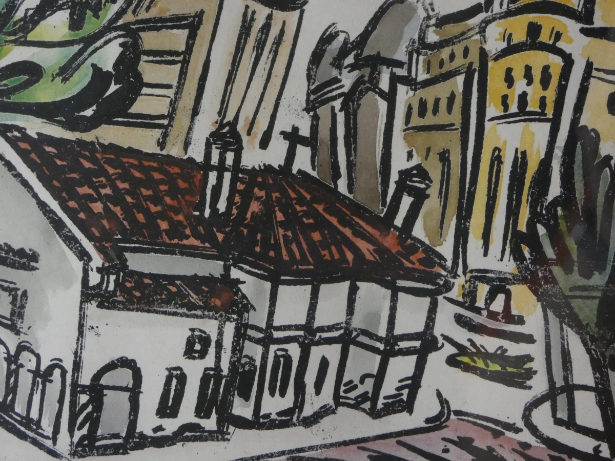 14. Boekarest Biserica Sfântul Spiridon Vechi, lito+aquarela, 19/20